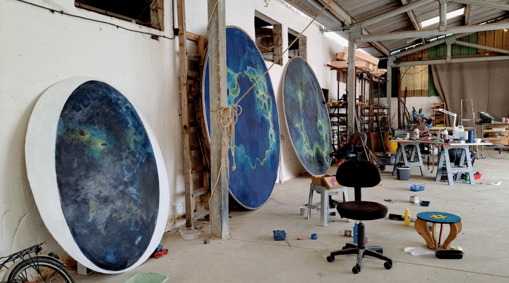 image atelier peinture// espace temps et bouclier